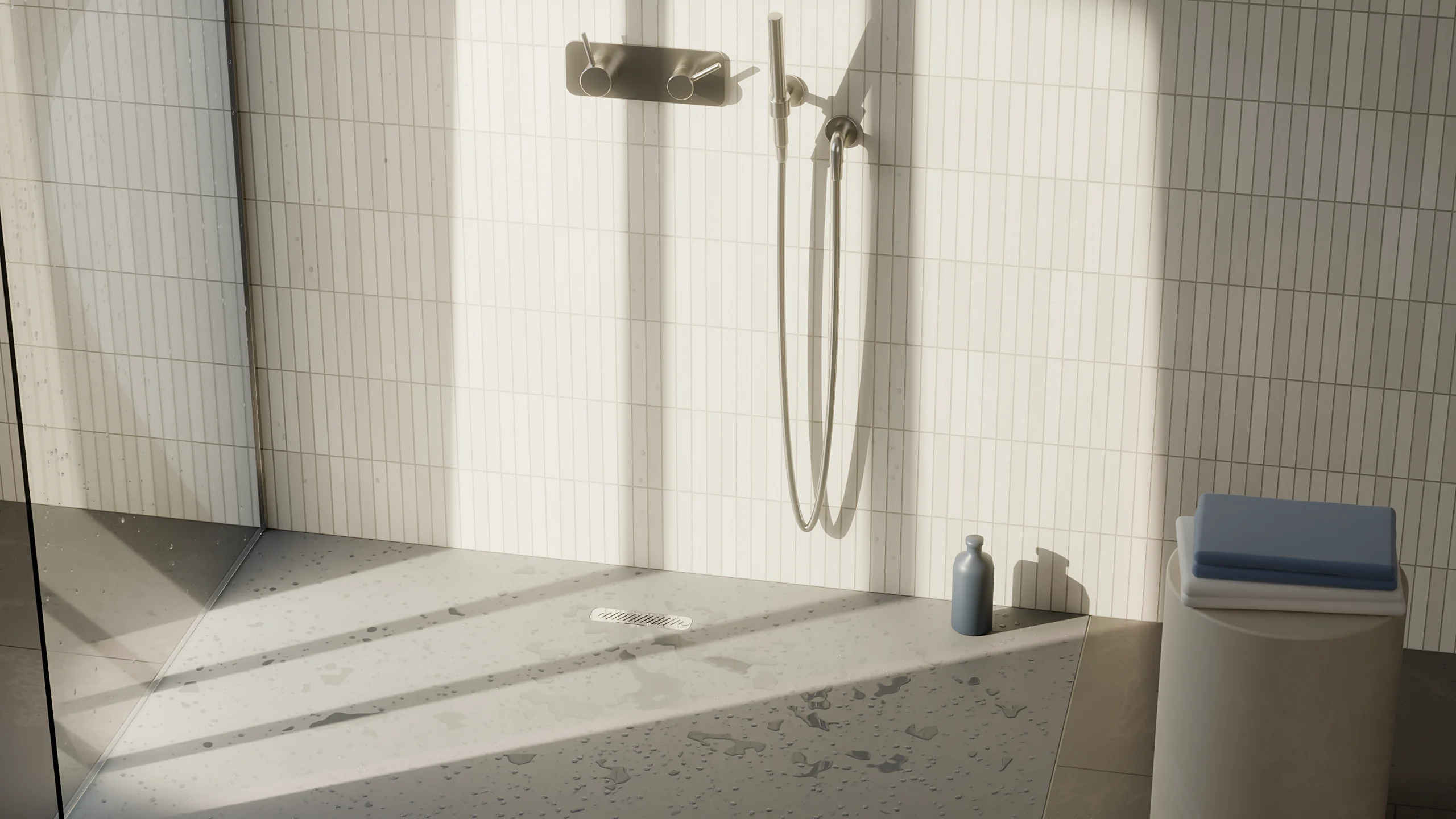 Bagno con piatto doccia e piletta ESR installata